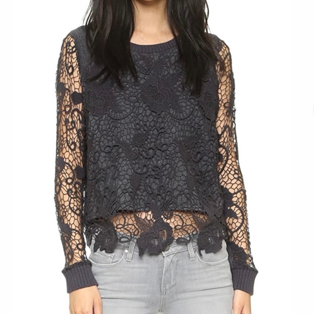 Free People Pretty Rad Lace Open Back Sweater XS